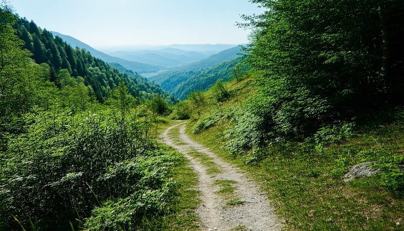 Scenic view of a hiking trail surrounded by nature